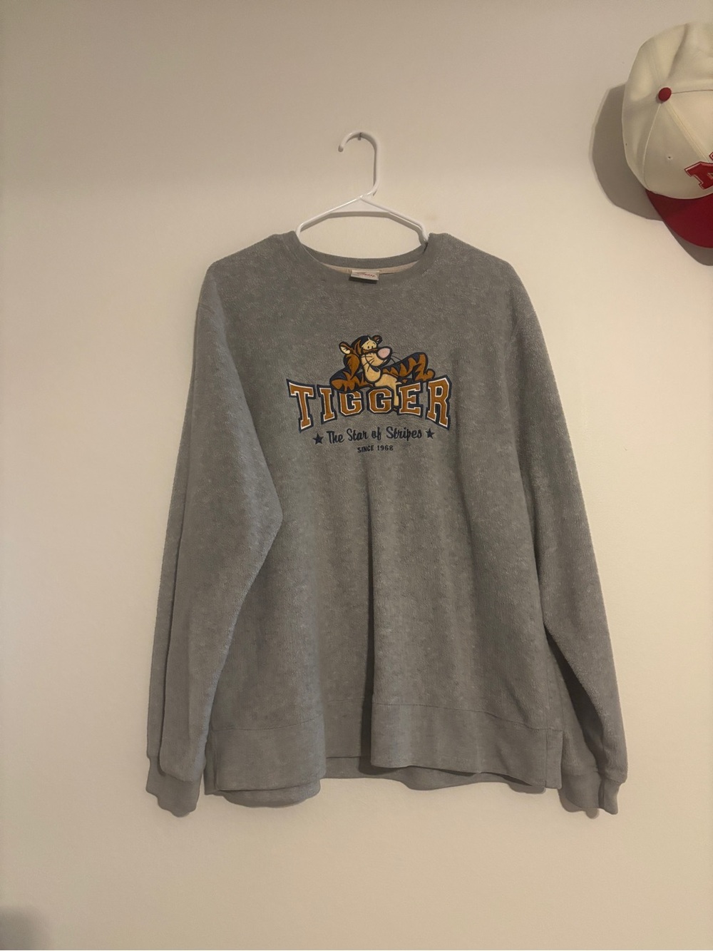 Disney Gray Tigger Crewneck Sweater with Orange Graphic